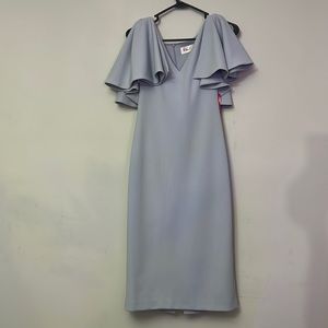 Light Blue Eliza J dress with ruffled shoulders